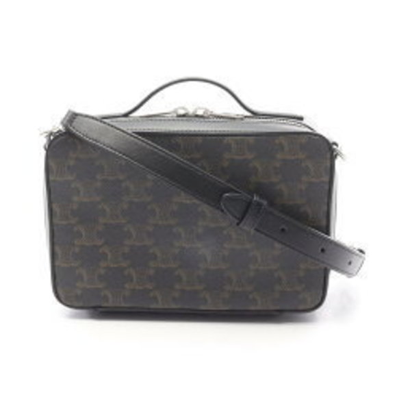 Celine Triomphe Messenger Shoulder Bag Leather Black Brown - Picture 1 of 6